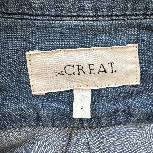 THE GREAT EMBROIDERED HEART BUTTON DOWN DENIM BLOUSE 2 - Picture 10 of 11